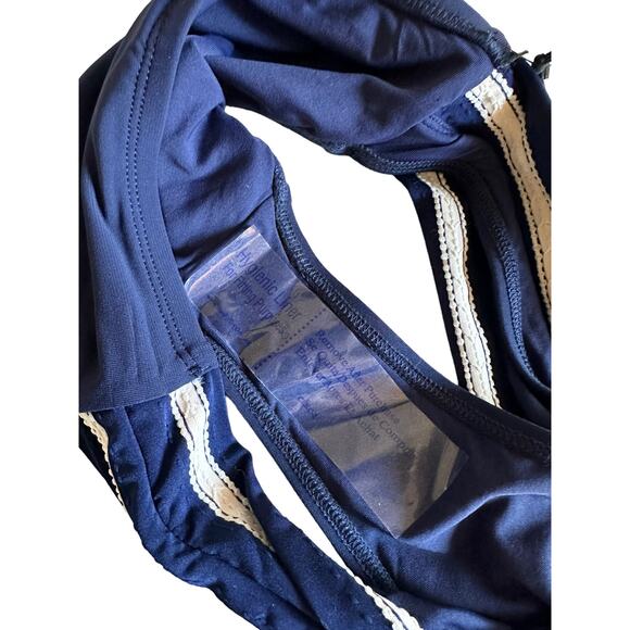 Robin Piccone Abi indigo ecru twist bikini bottom size Small NEW $98 - Picture 7 of 8
